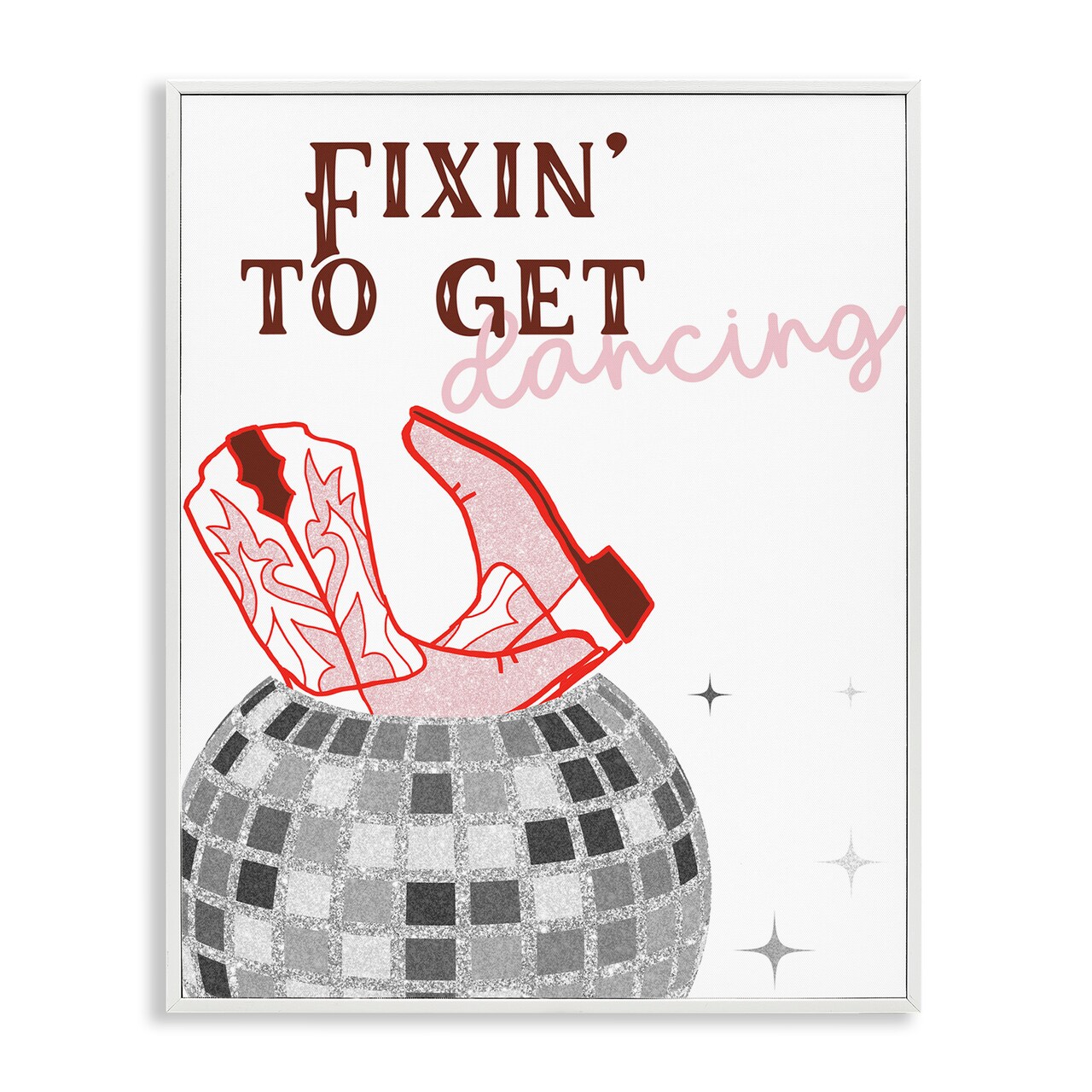 Stupell Industries Disco Cowgirl Dance Phrase Framed Giclee Wall Art Design by Sundance Group, LLC.